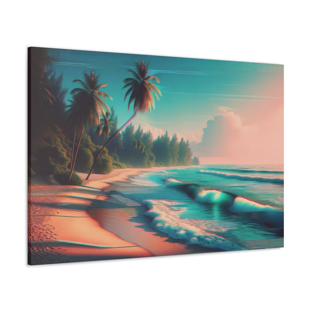 Cyber Oasis Glitch Canvas - Glitch Wall Art - Neodigitalis Artimata