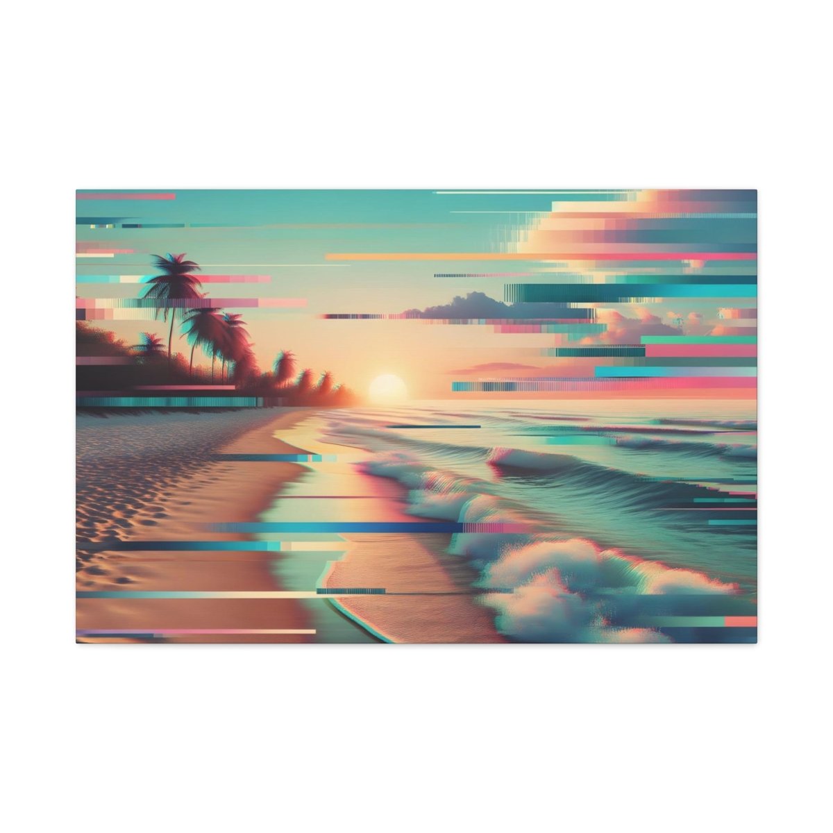 Digital Serenity Stripes - Glitch Wall Art - Neodigitalis Artimata