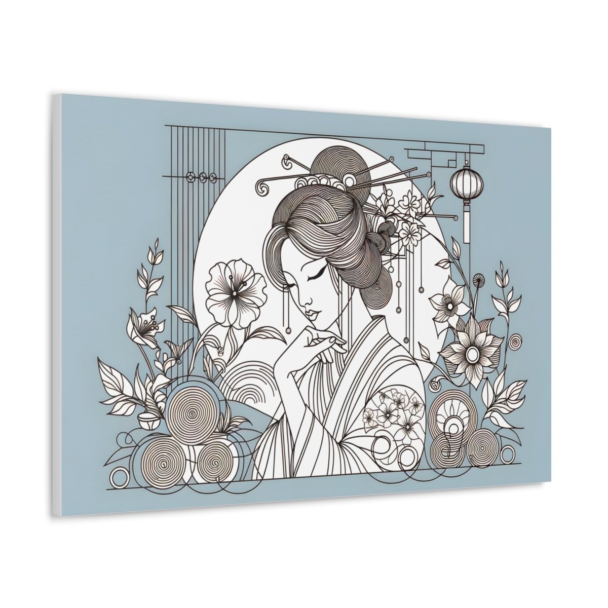 Elegant Serenity Geisha Art Wall Canvas - Chinese Folk Art - Neodigitalis Artimata