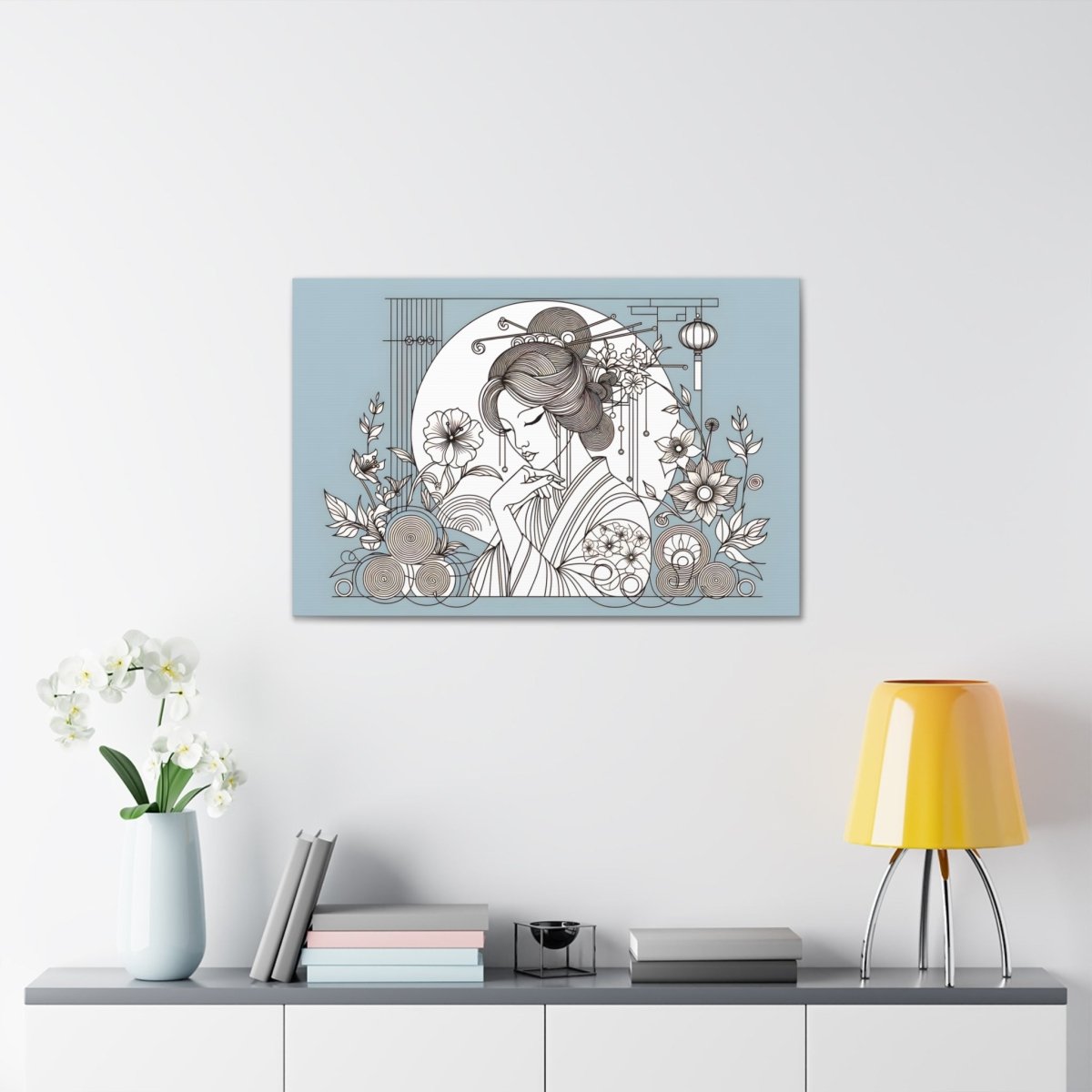 Elegant Serenity Geisha Art Wall Canvas - Chinese Folk Art - Neodigitalis Artimata