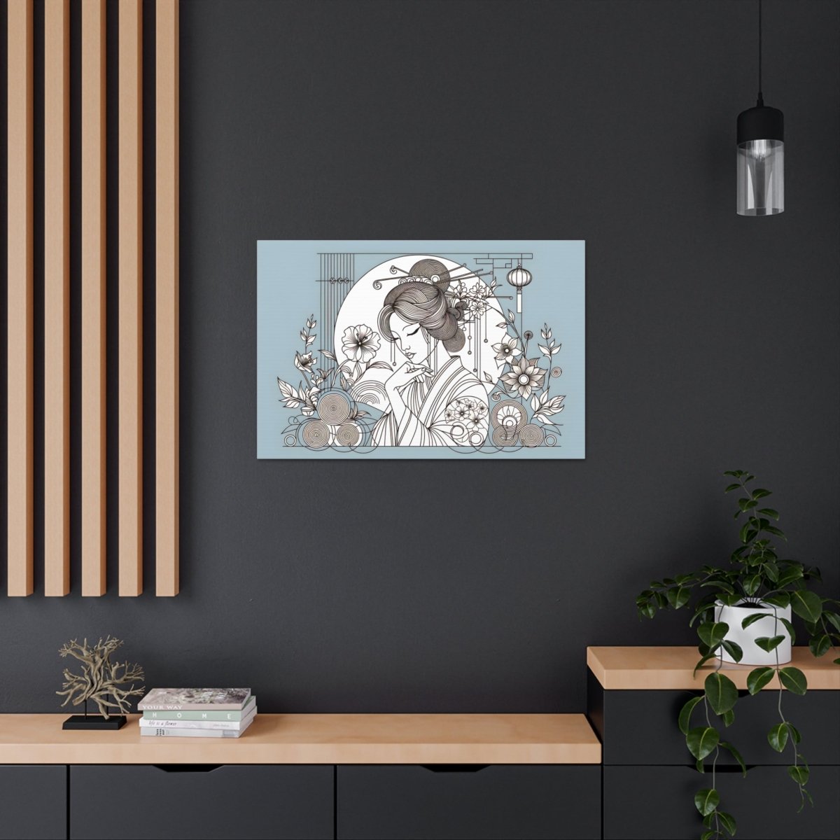 Elegant Serenity Geisha Art Wall Canvas - Chinese Folk Art - Neodigitalis Artimata