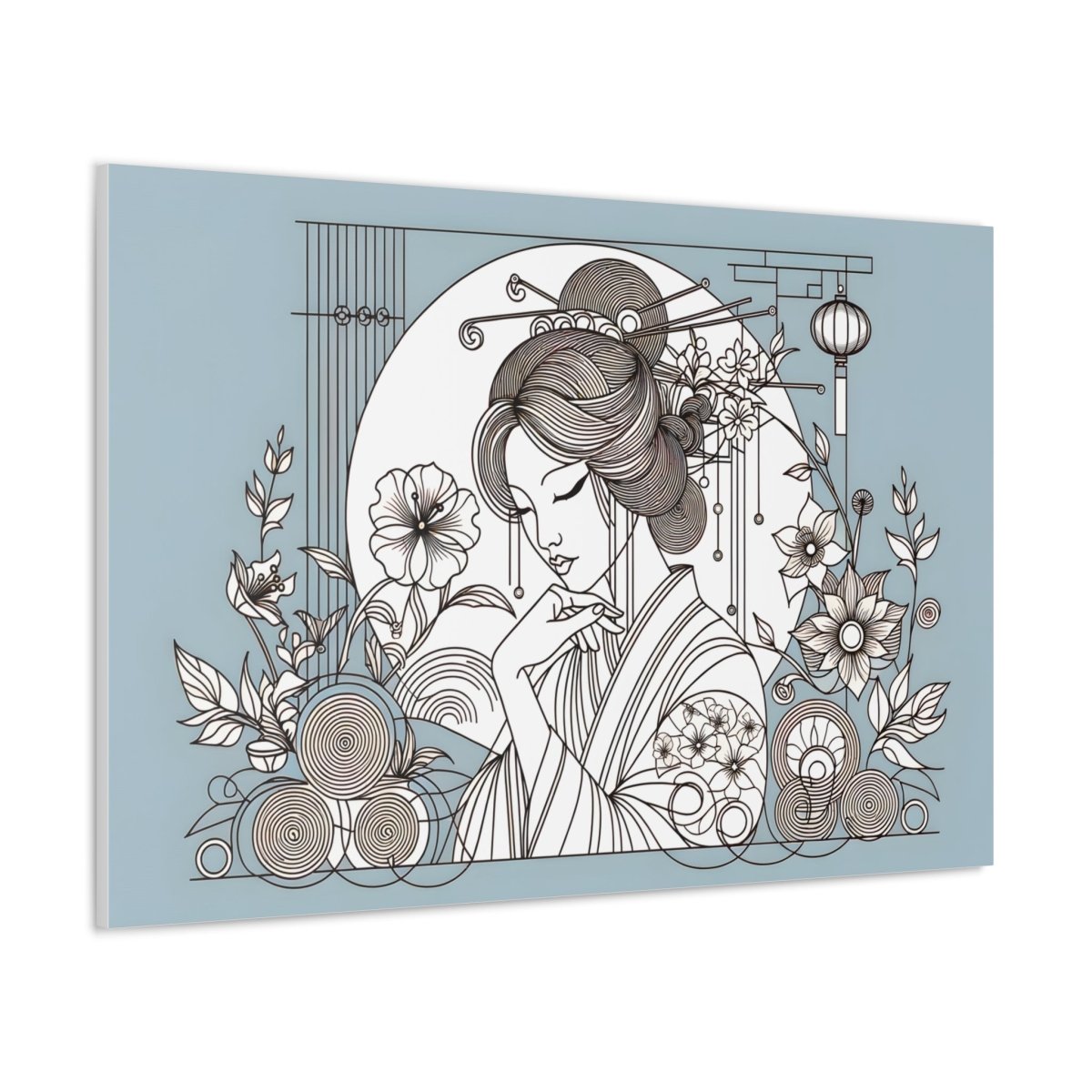 Elegant Serenity Geisha Art Wall Canvas - Chinese Folk Art - Neodigitalis Artimata