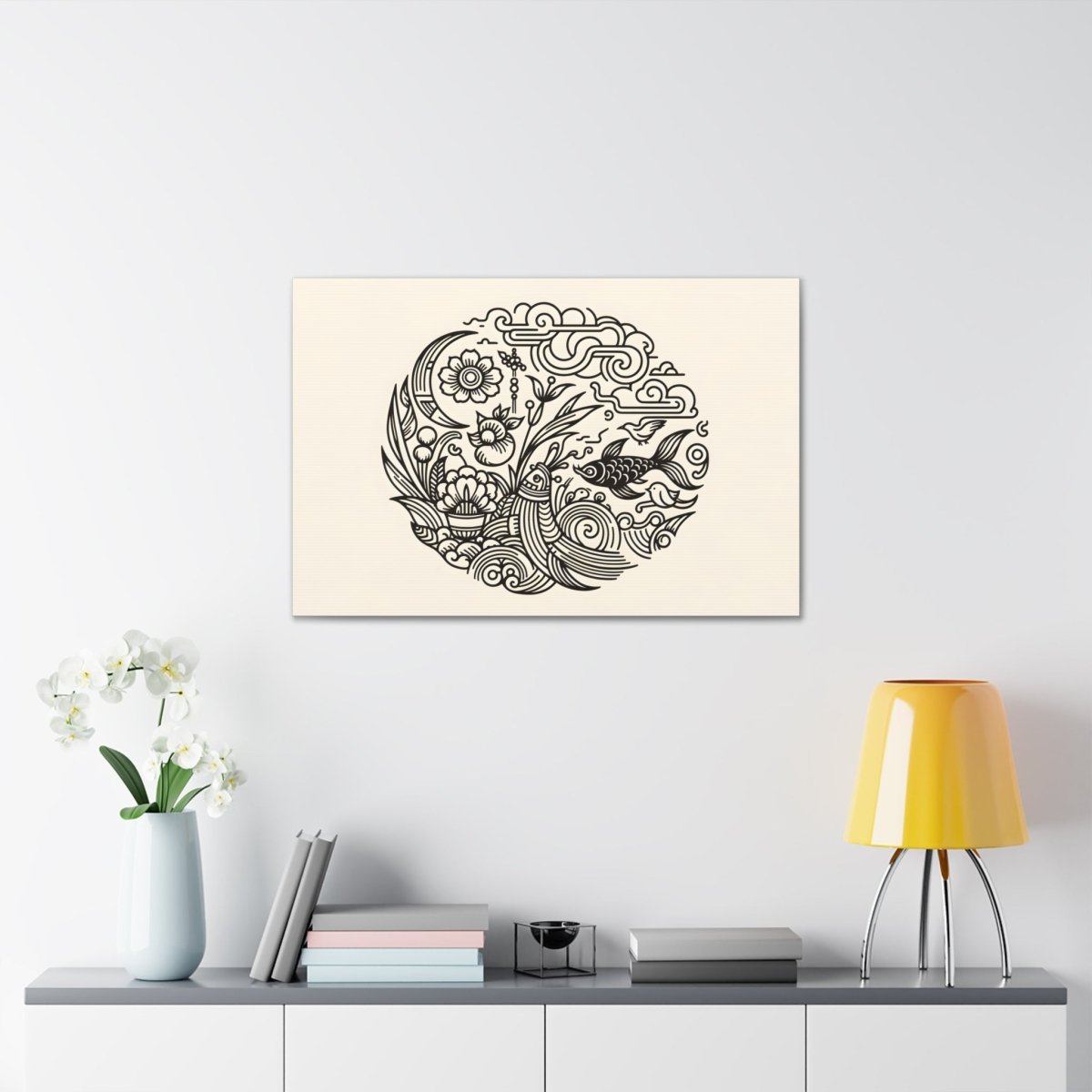 Enchanted Garden: Whimsical Nature Circular Art Print - Chinese Folk Art - Neodigitalis Artimata