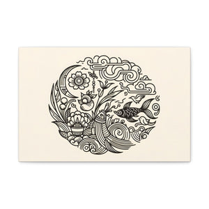 Enchanted Garden: Whimsical Nature Circular Art Print - Chinese Folk Art