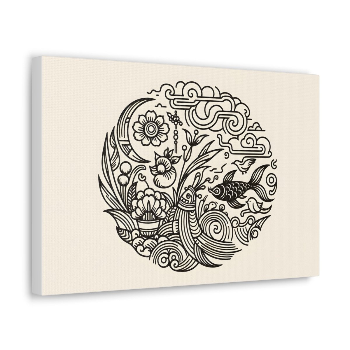 Enchanted Garden: Whimsical Nature Circular Art Print - Chinese Folk Art - Neodigitalis Artimata