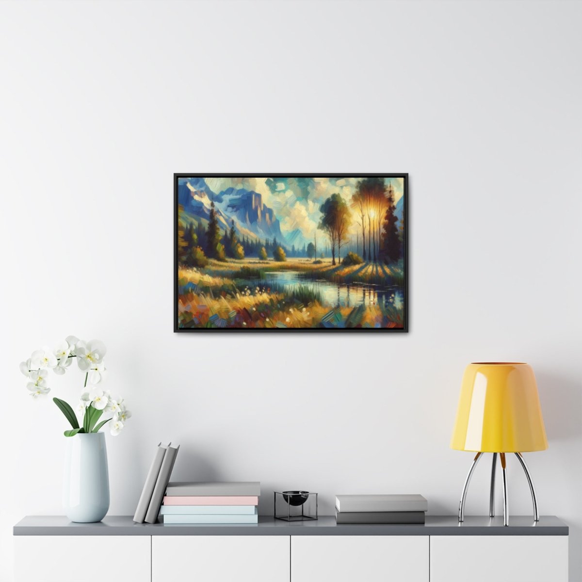 Luminous Valley Whisper - Framed Impressionist Wall Art - Neodigitalis Artimata