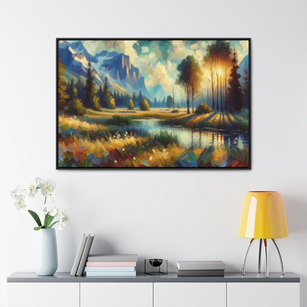 Luminous Valley Whisper - Framed Impressionist Wall Art - Neodigitalis Artimata