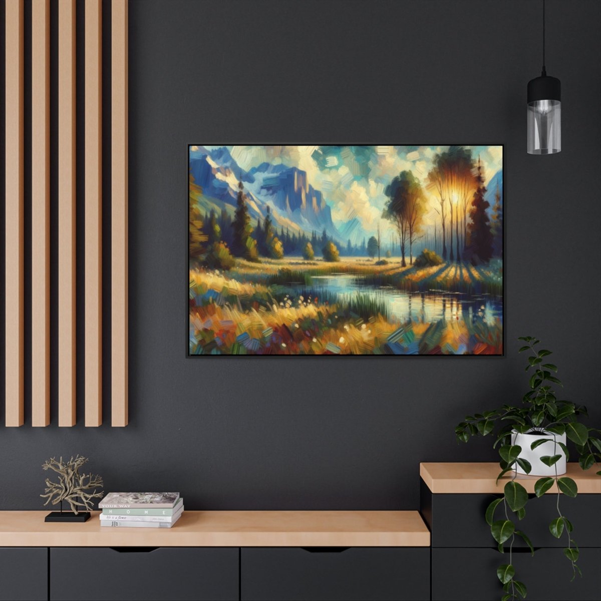 Luminous Valley Whisper - Framed Impressionist Wall Art - Neodigitalis Artimata