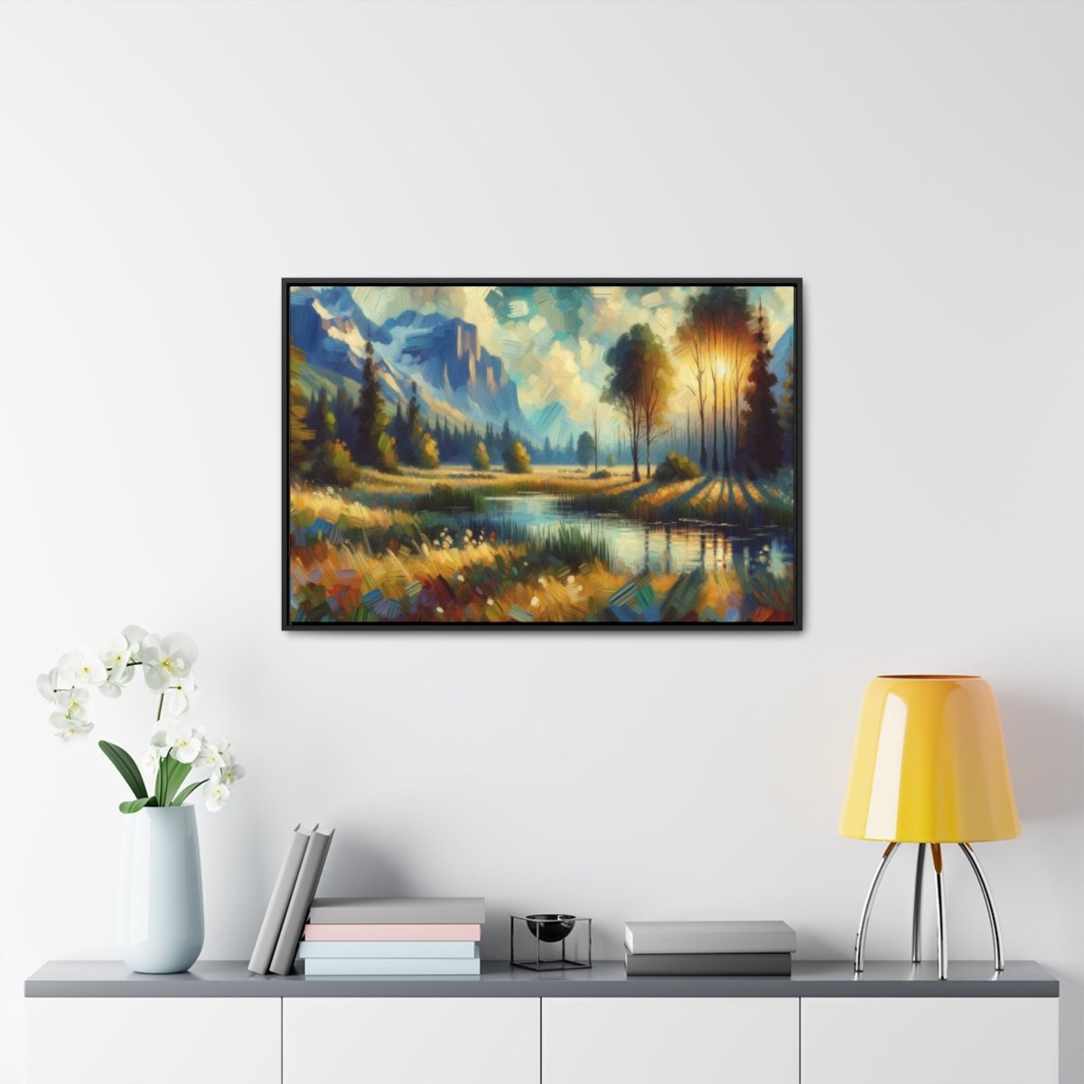 Luminous Valley Whisper - Framed Impressionist Wall Art - Neodigitalis Artimata