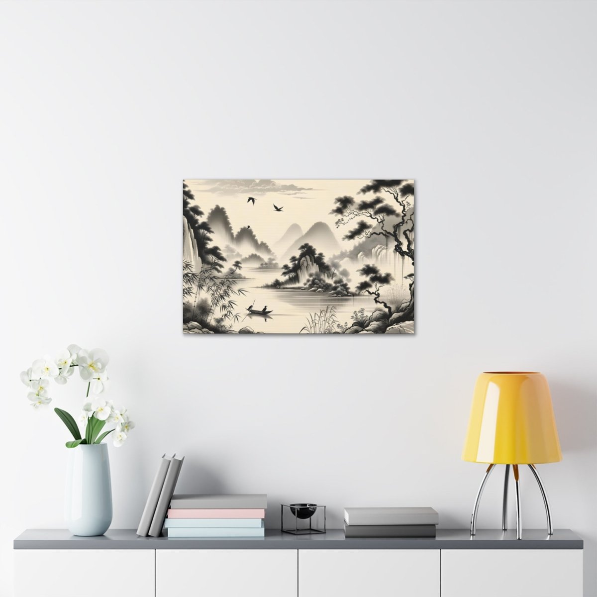 Mist-Wreathed Mountain Solace - Chinese Brush Wall Art - Neodigitalis Artimata