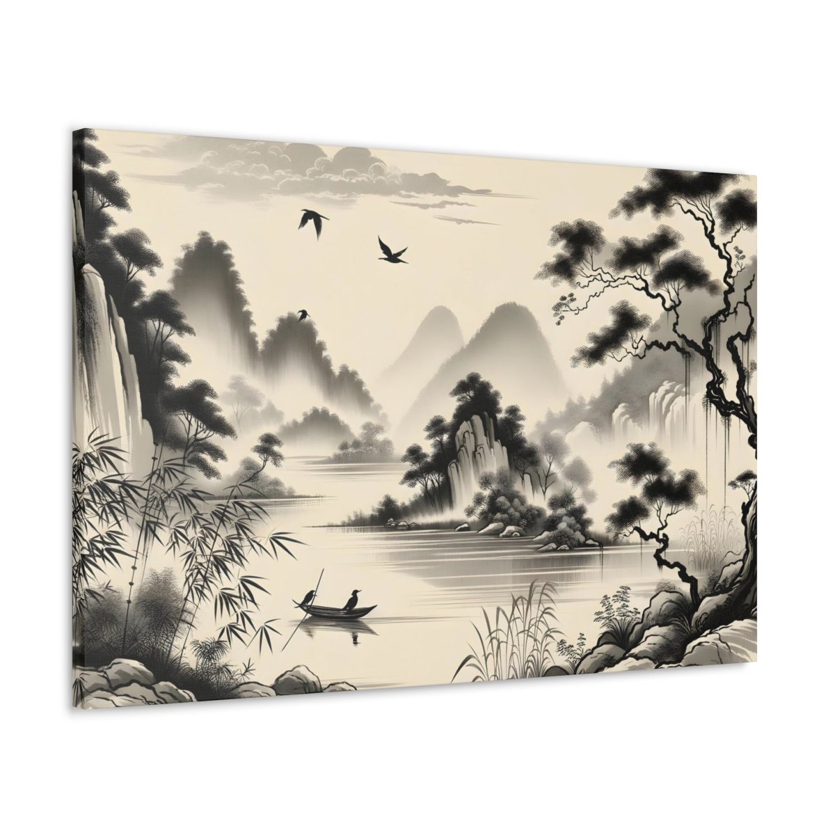 Mist-Wreathed Mountain Solace - Chinese Brush Wall Art - Neodigitalis Artimata