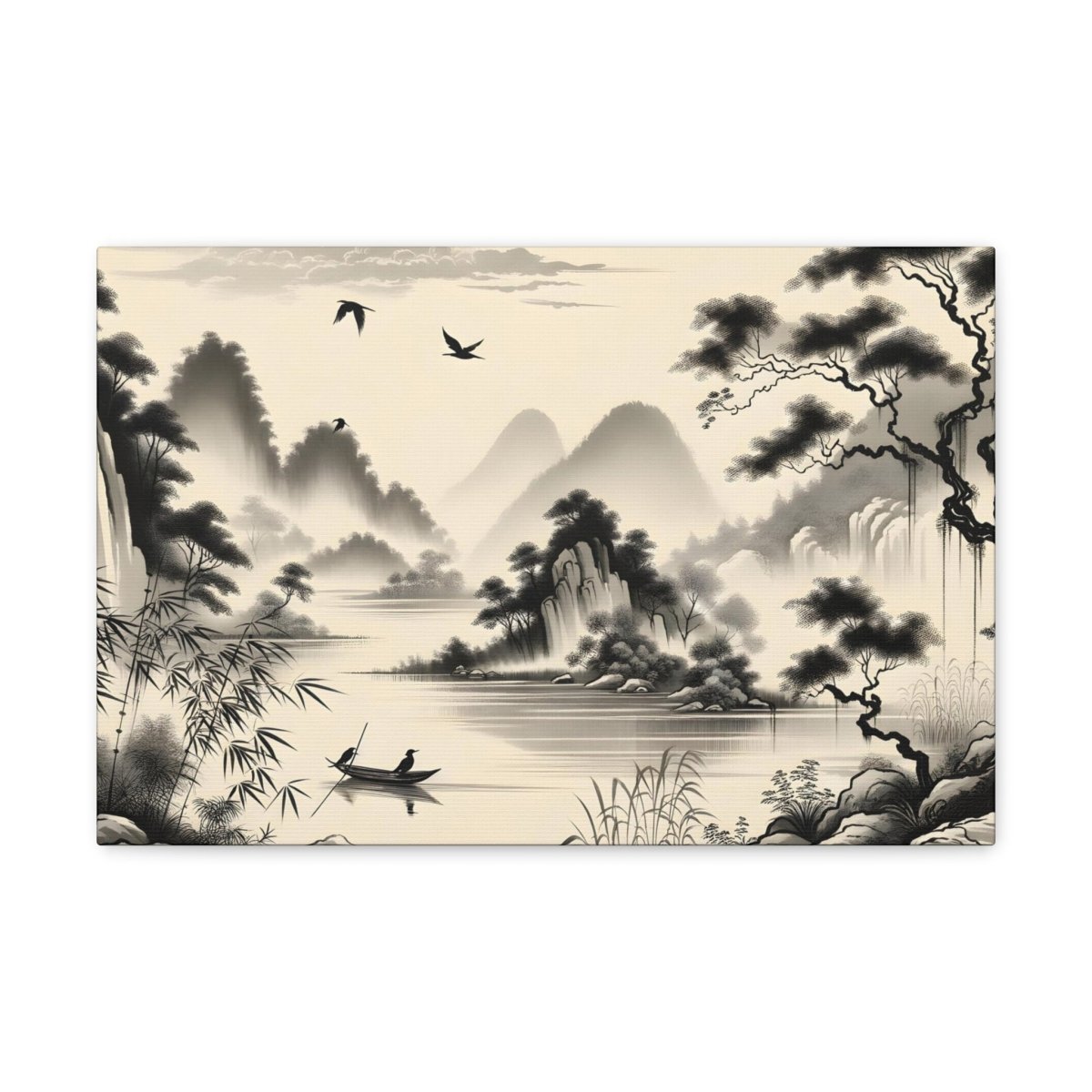 Mist-Wreathed Mountain Solace - Chinese Brush Wall Art