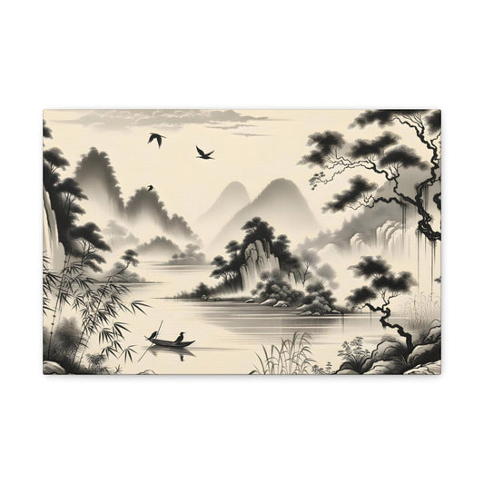 Mist-Wreathed Mountain Solace - Chinese Brush Wall Art - Neodigitalis Artimata