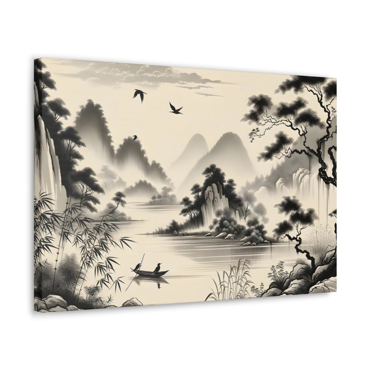 Mist-Wreathed Mountain Solace - Chinese Brush Wall Art - Neodigitalis Artimata