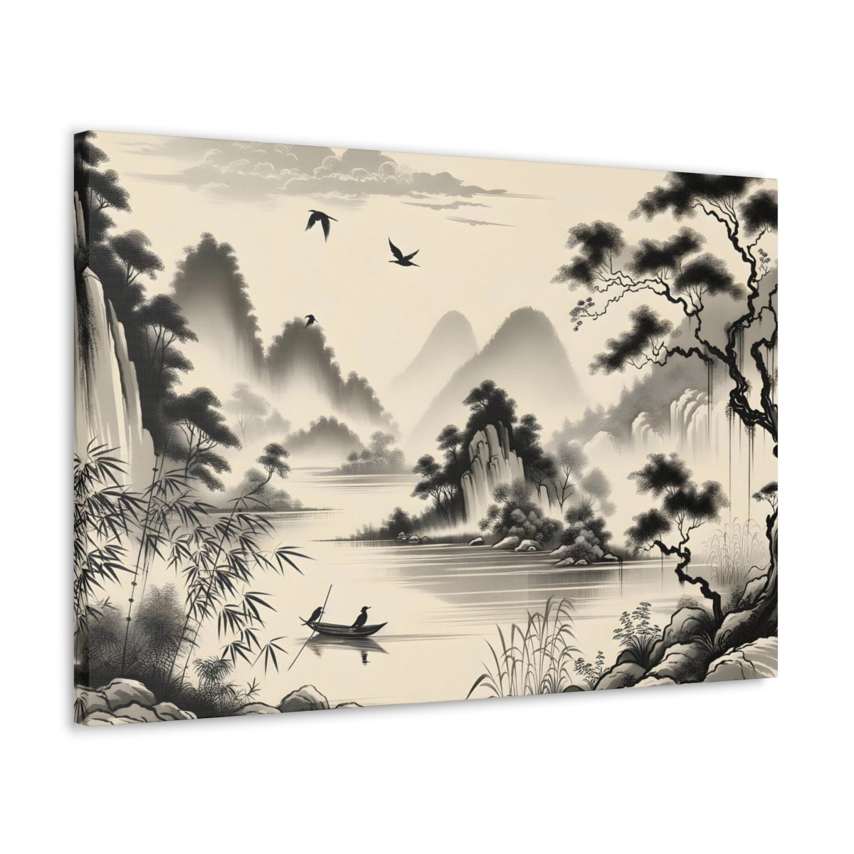 Mist-Wreathed Mountain Solace - Chinese Brush Wall Art - Neodigitalis Artimata