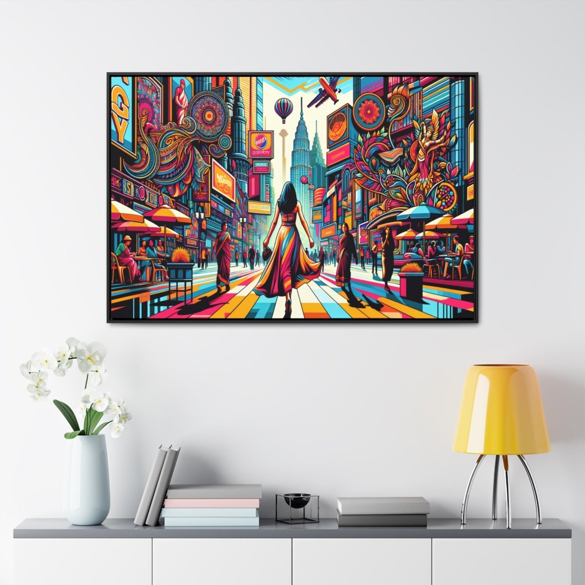 Neon Cityscape Dream - Framed Pop Wall Art - Neodigitalis Artimata