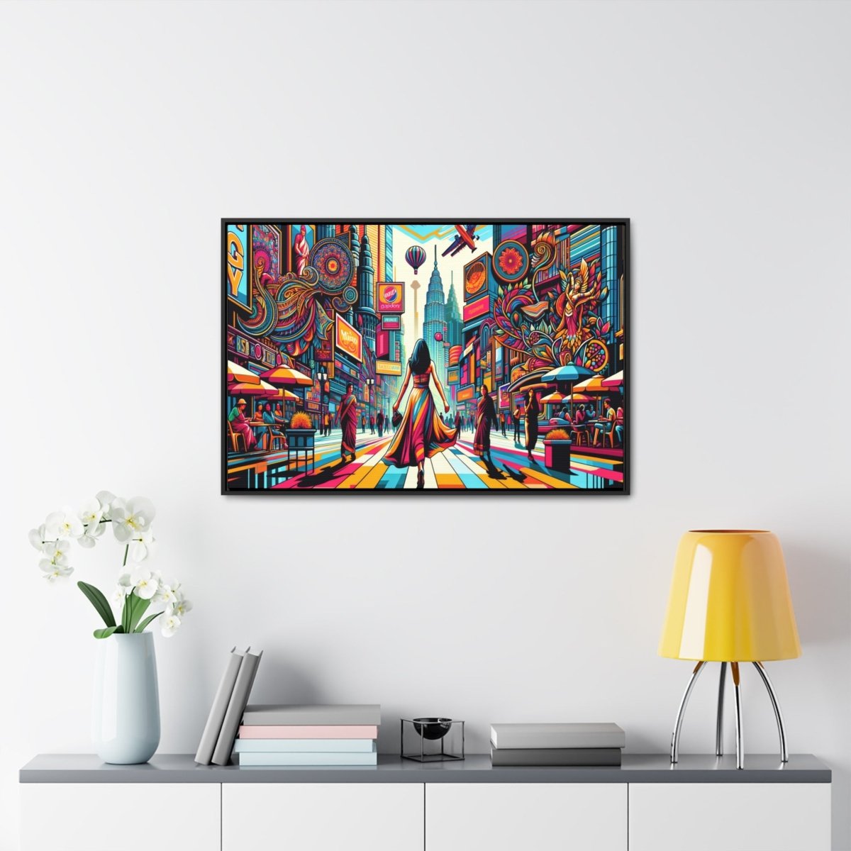 Neon Cityscape Dream - Framed Pop Wall Art - Neodigitalis Artimata