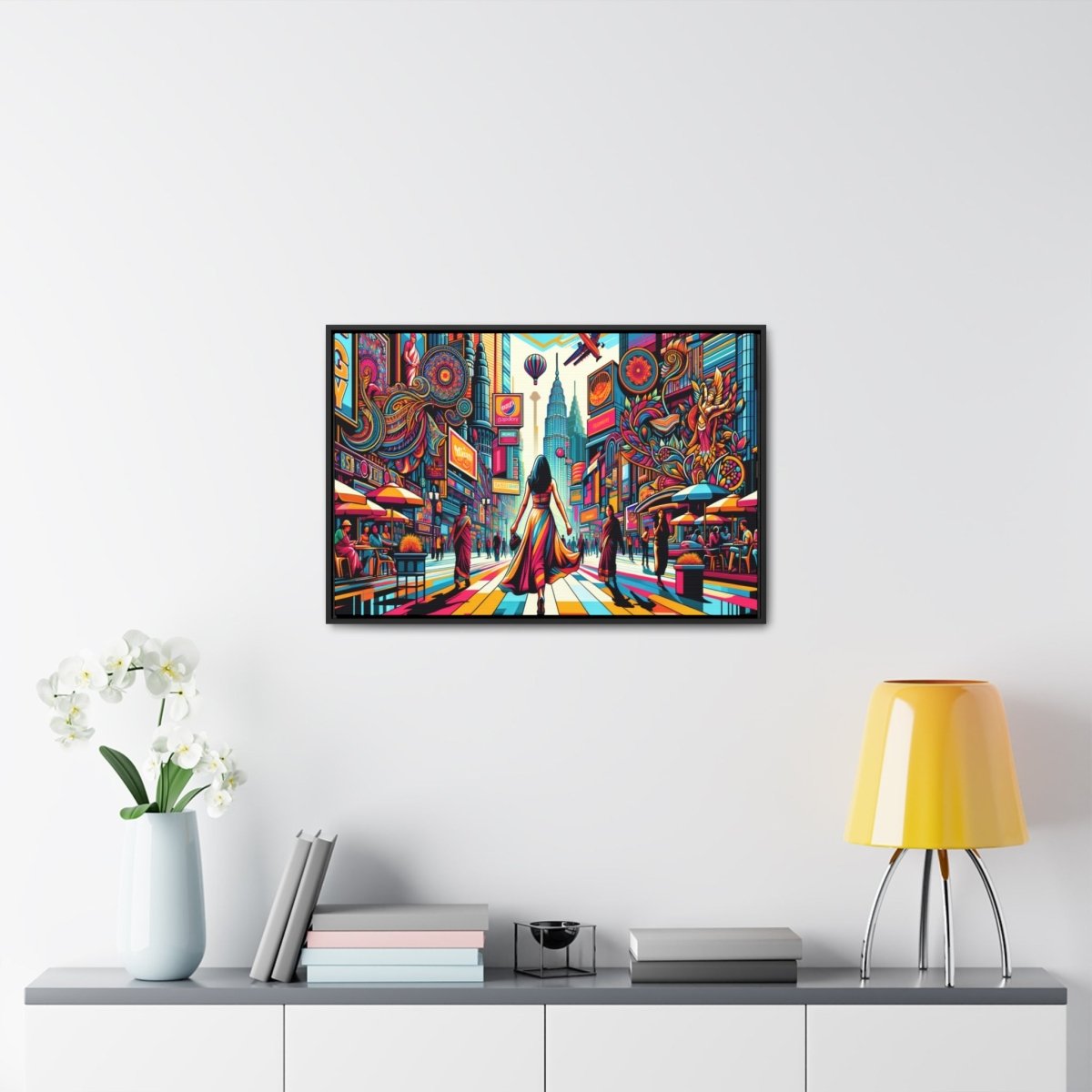 Neon Cityscape Dream - Framed Pop Wall Art - Neodigitalis Artimata