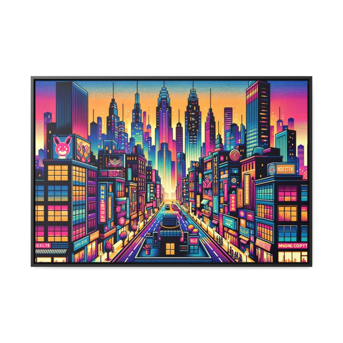 Neon Cityscape Reverie - Framed Pop Art - Neodigitalis Artimata