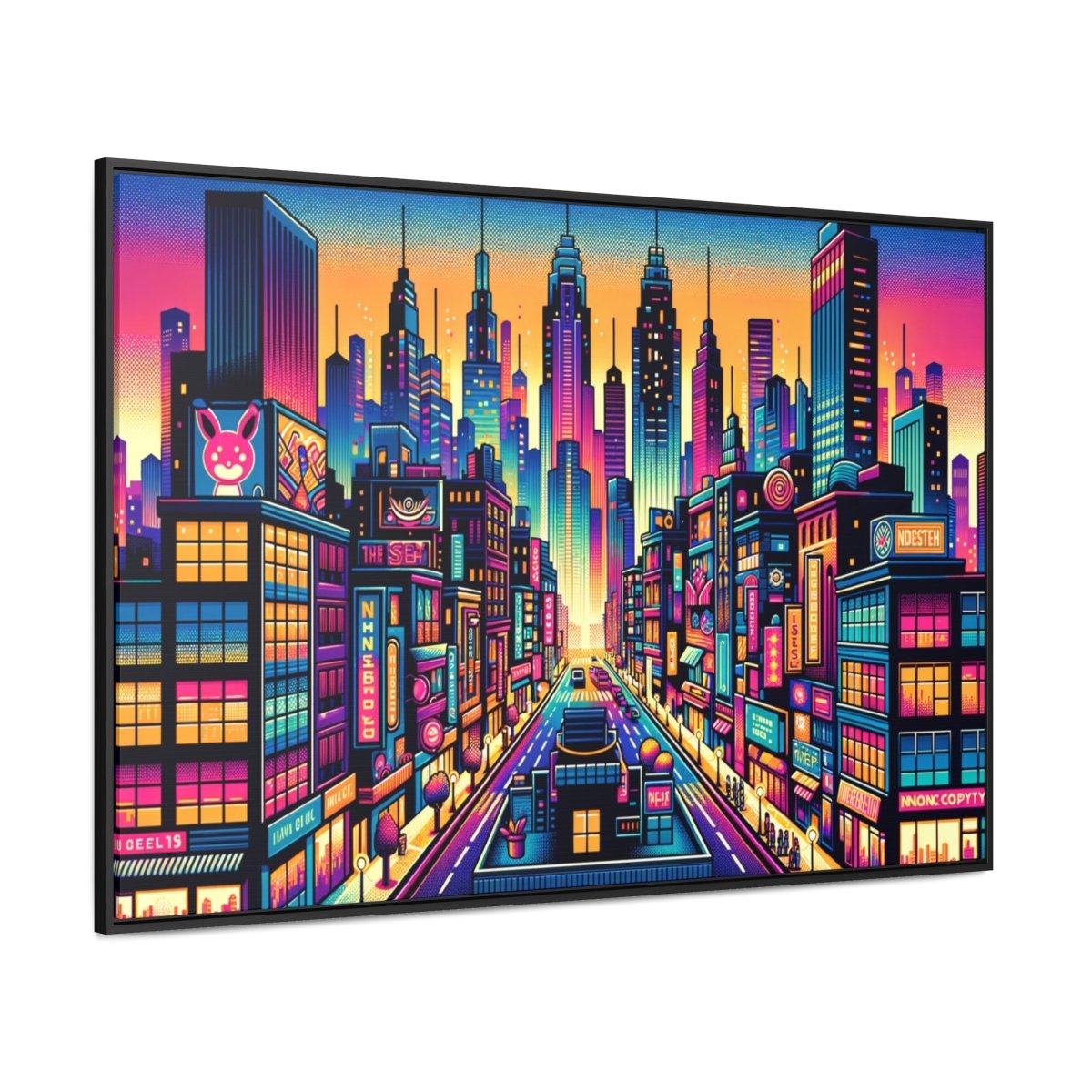 Neon Cityscape Reverie - Framed Pop Art - Neodigitalis Artimata