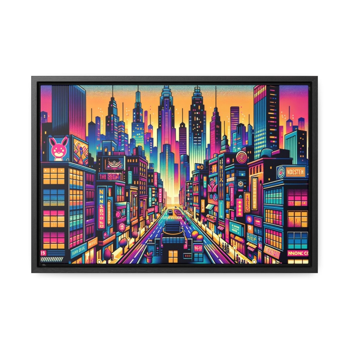 Neon Cityscape Reverie - Framed Pop Art - Neodigitalis Artimata