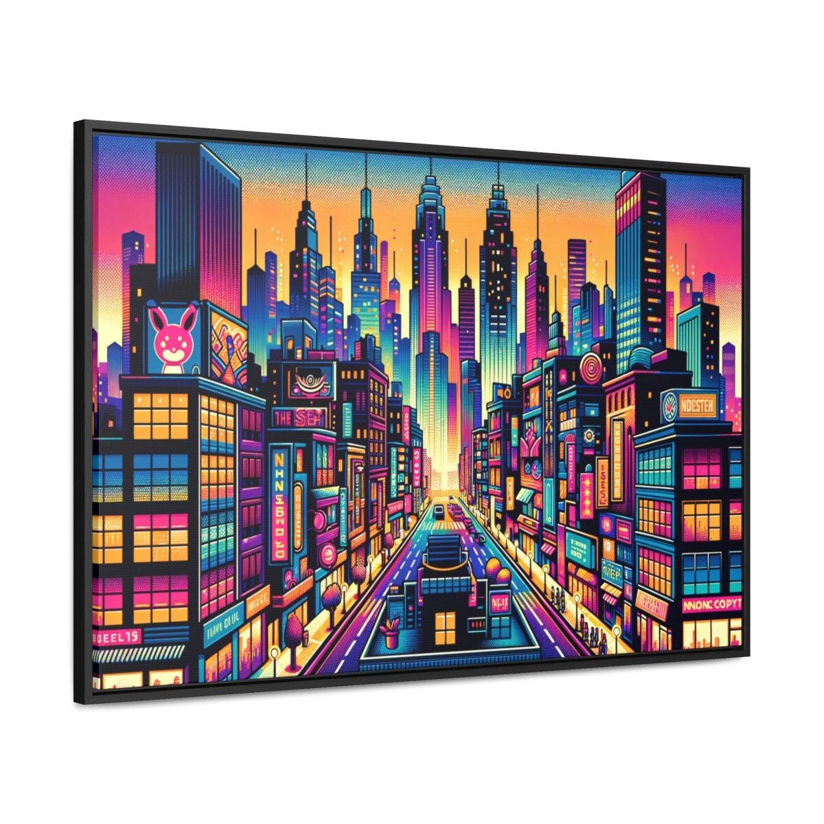 Neon Cityscape Reverie - Framed Pop Art - Neodigitalis Artimata