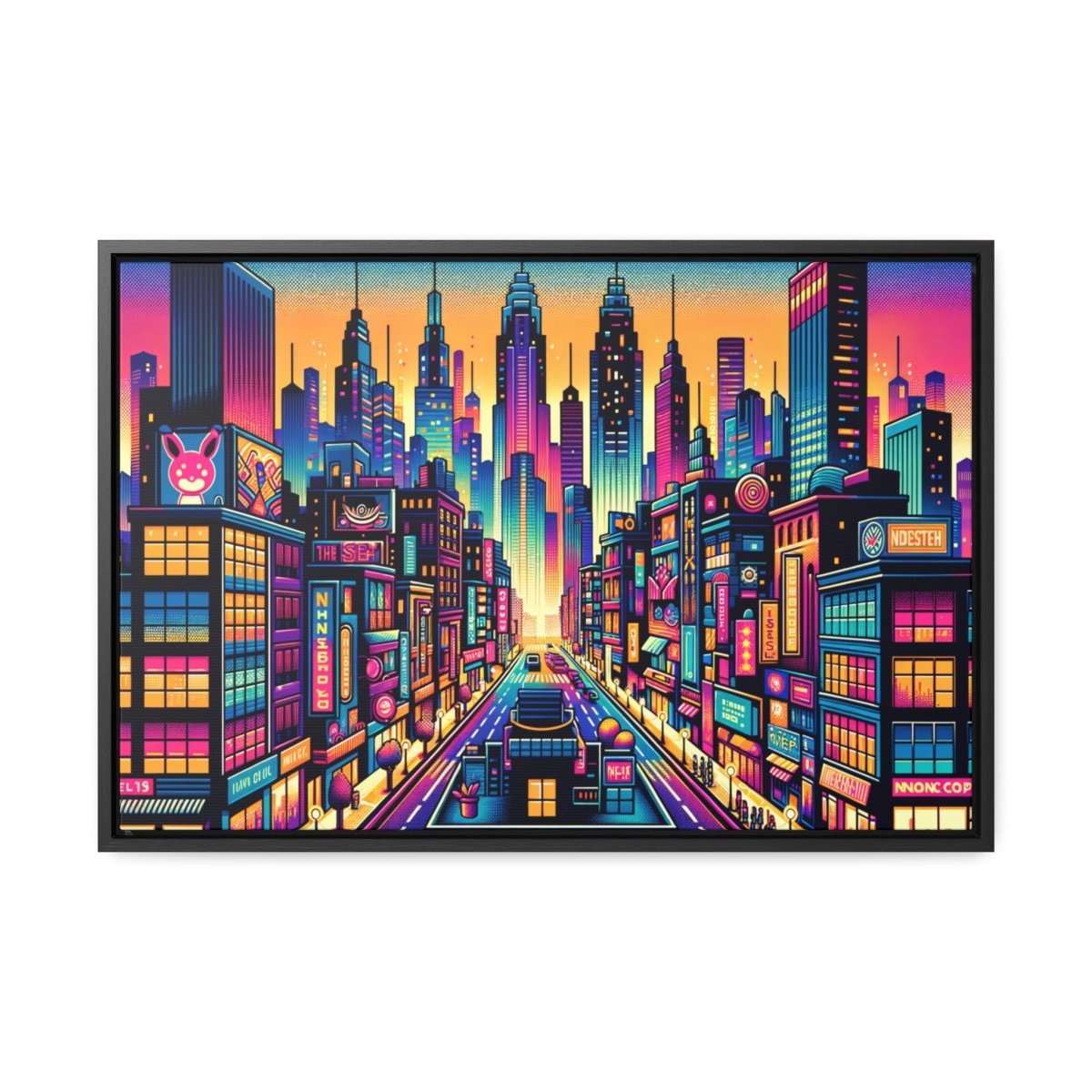 Neon Cityscape Reverie - Framed Pop Art - Neodigitalis Artimata