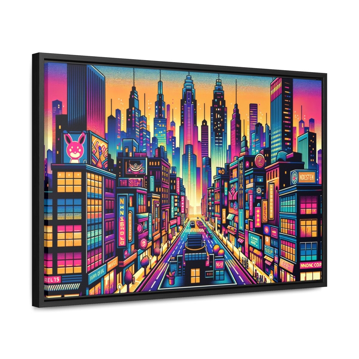 Neon Cityscape Reverie - Framed Pop Art - Neodigitalis Artimata