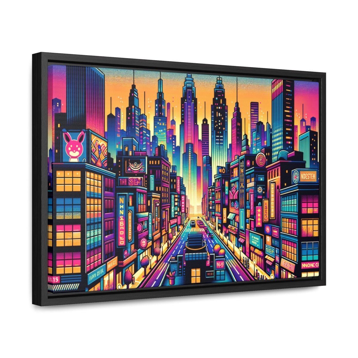 Neon Cityscape Reverie - Framed Pop Art - Neodigitalis Artimata