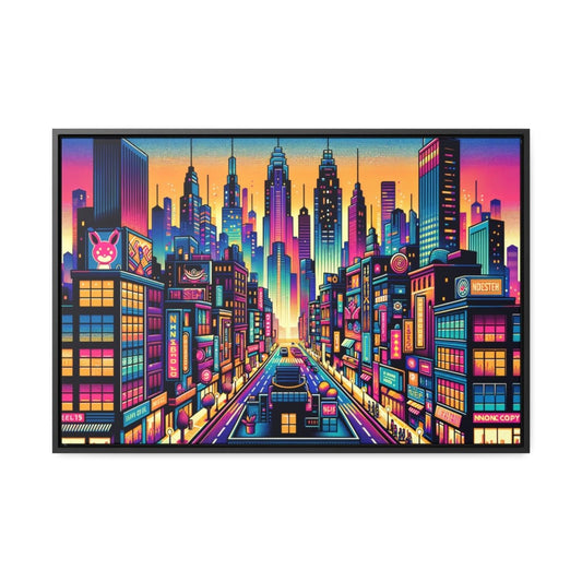 Neon Cityscape Reverie - Framed Pop Art - Neodigitalis Artimata