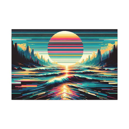 Pixel Serenity Shores - Glitch Wall Art - Neodigitalis Artimata