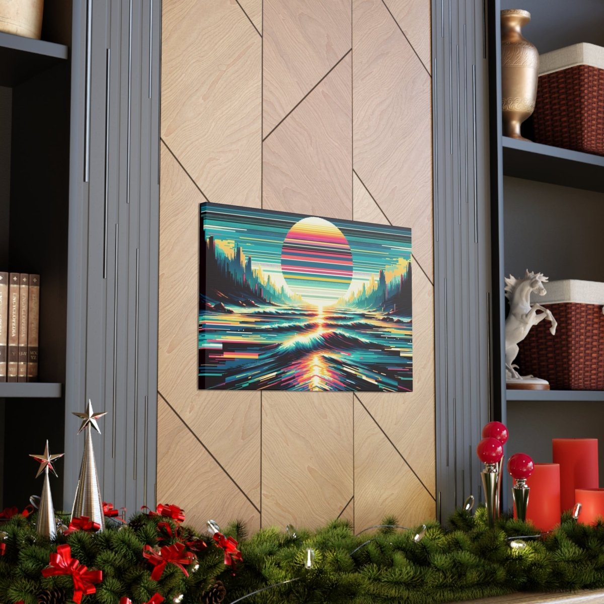 Pixel Serenity Shores - Glitch Wall Art - Neodigitalis Artimata