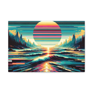 Pixel Serenity Shores - Glitch Wall Art
