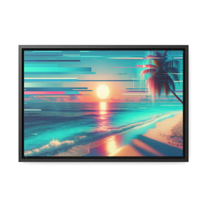 Pixelated Palm Paradise - Framed Glitch Wall Art