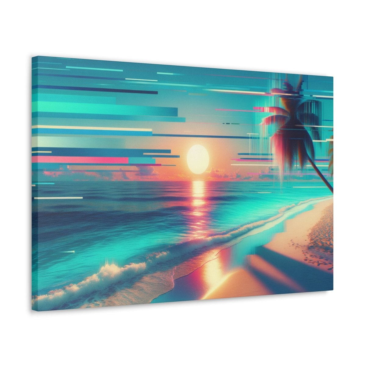 Pixelated Palm Paradise - Glitch Wall Art - Neodigitalis Artimata