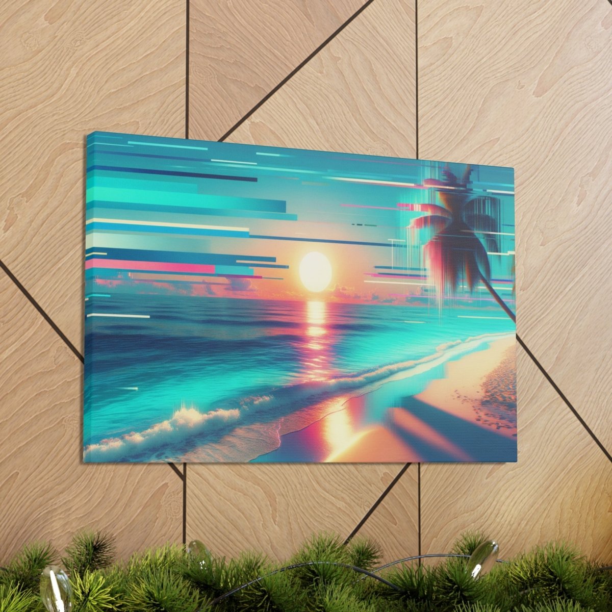 Pixelated Palm Paradise - Glitch Wall Art - Neodigitalis Artimata