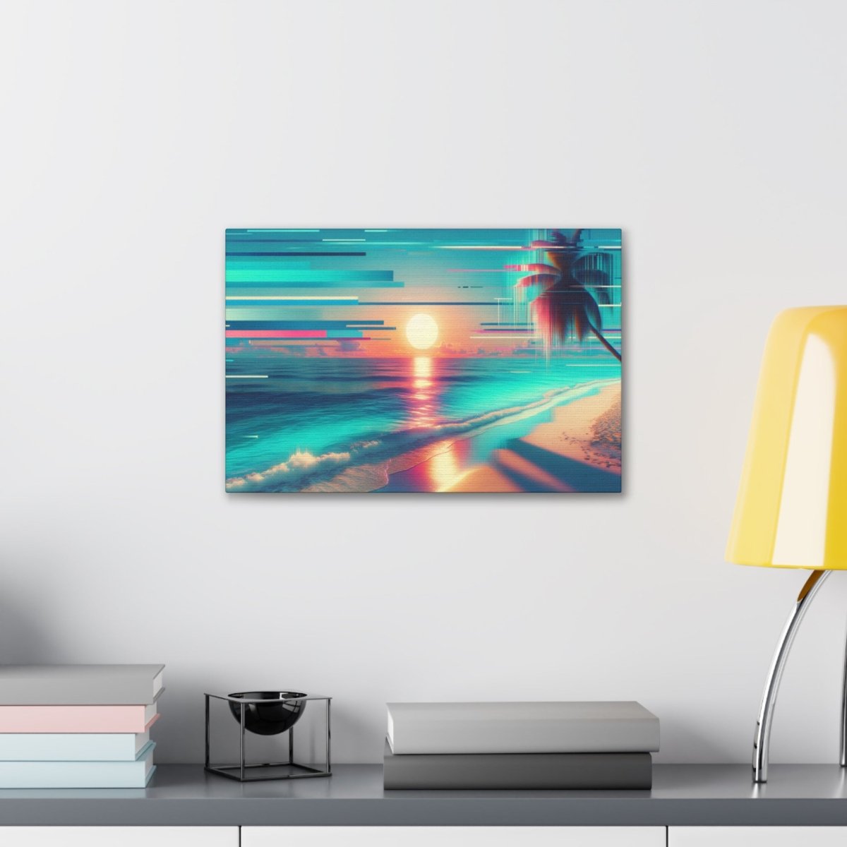 Pixelated Palm Paradise - Glitch Wall Art - Neodigitalis Artimata