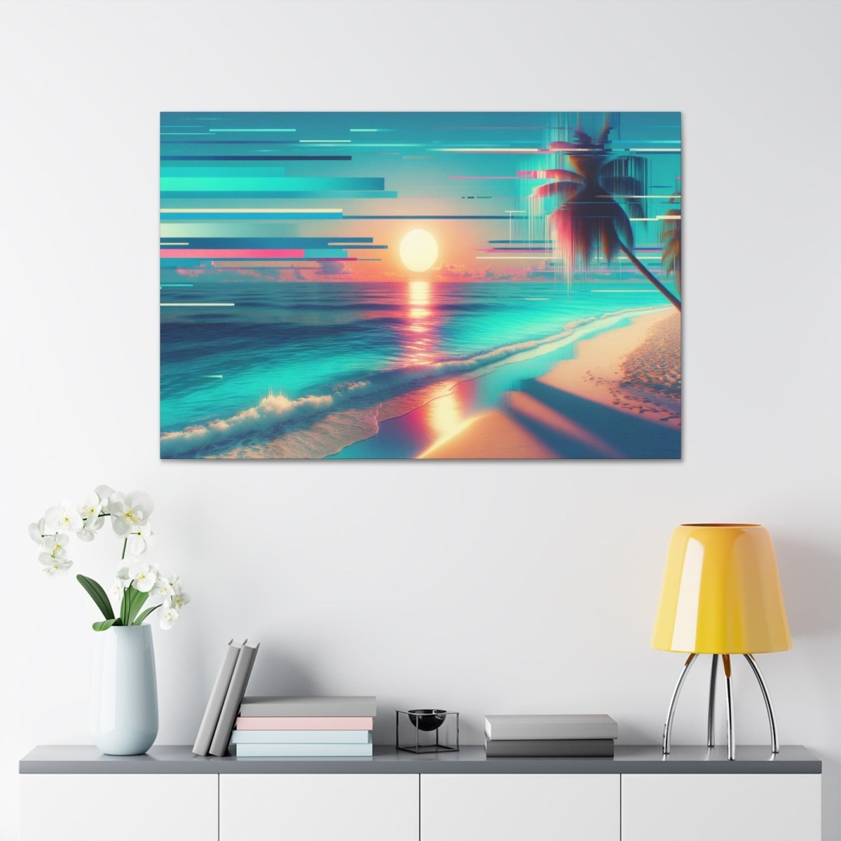 Pixelated Palm Paradise - Glitch Wall Art - Neodigitalis Artimata