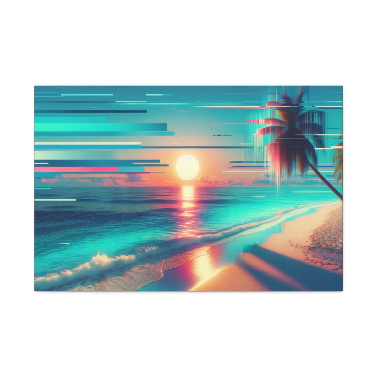 Pixelated Palm Paradise - Glitch Wall Art - Neodigitalis Artimata