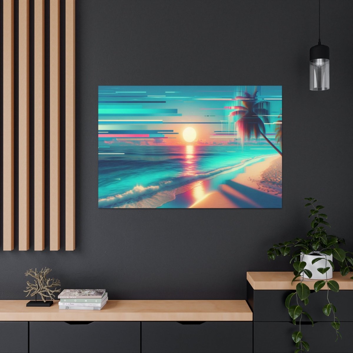 Pixelated Palm Paradise - Glitch Wall Art - Neodigitalis Artimata