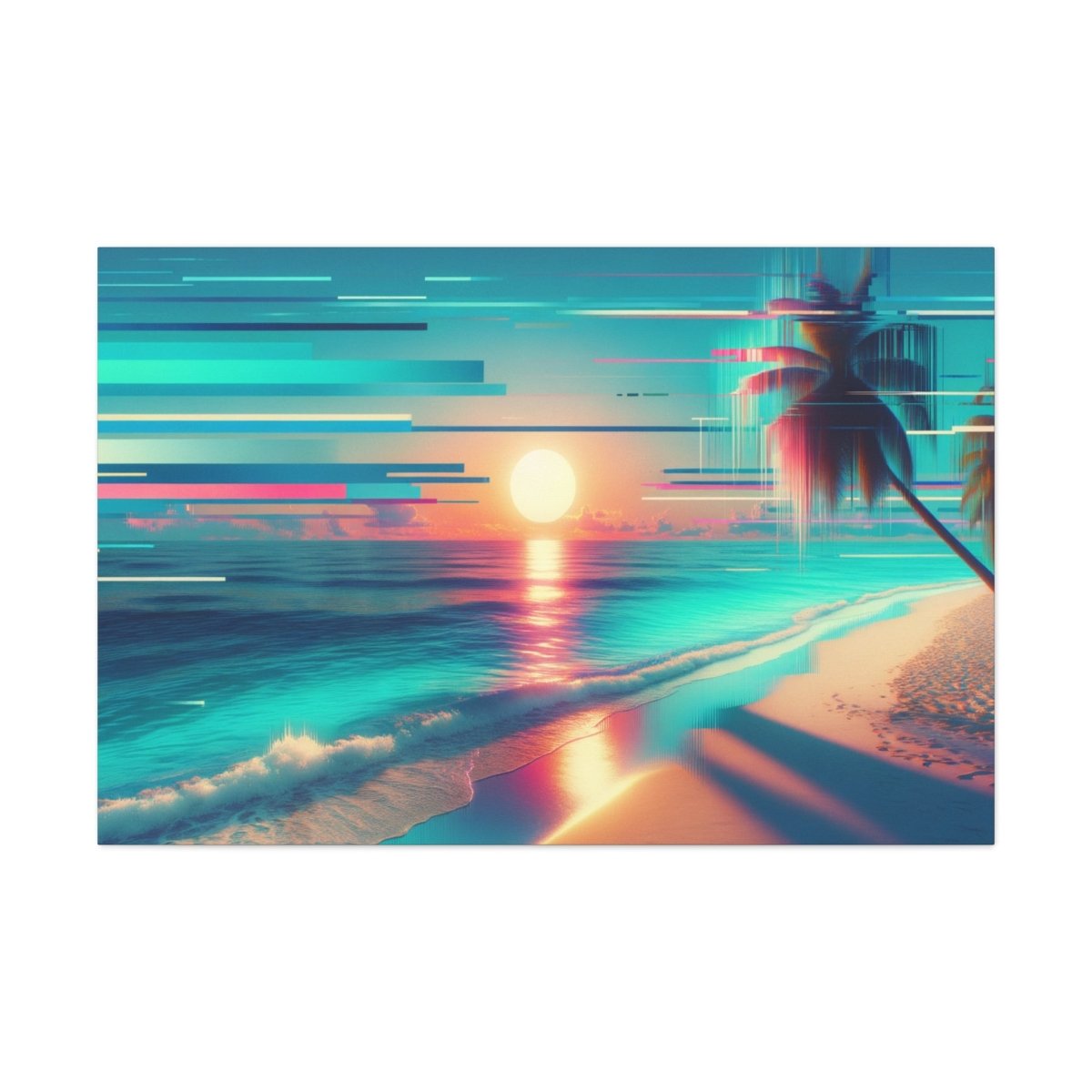 Pixelated Palm Paradise - Glitch Wall Art - Neodigitalis Artimata