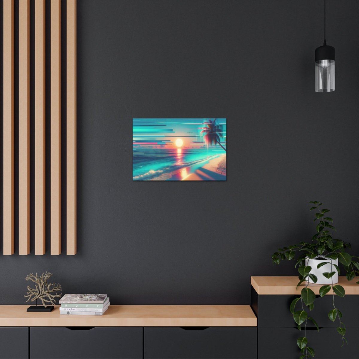 Pixelated Palm Paradise - Glitch Wall Art - Neodigitalis Artimata