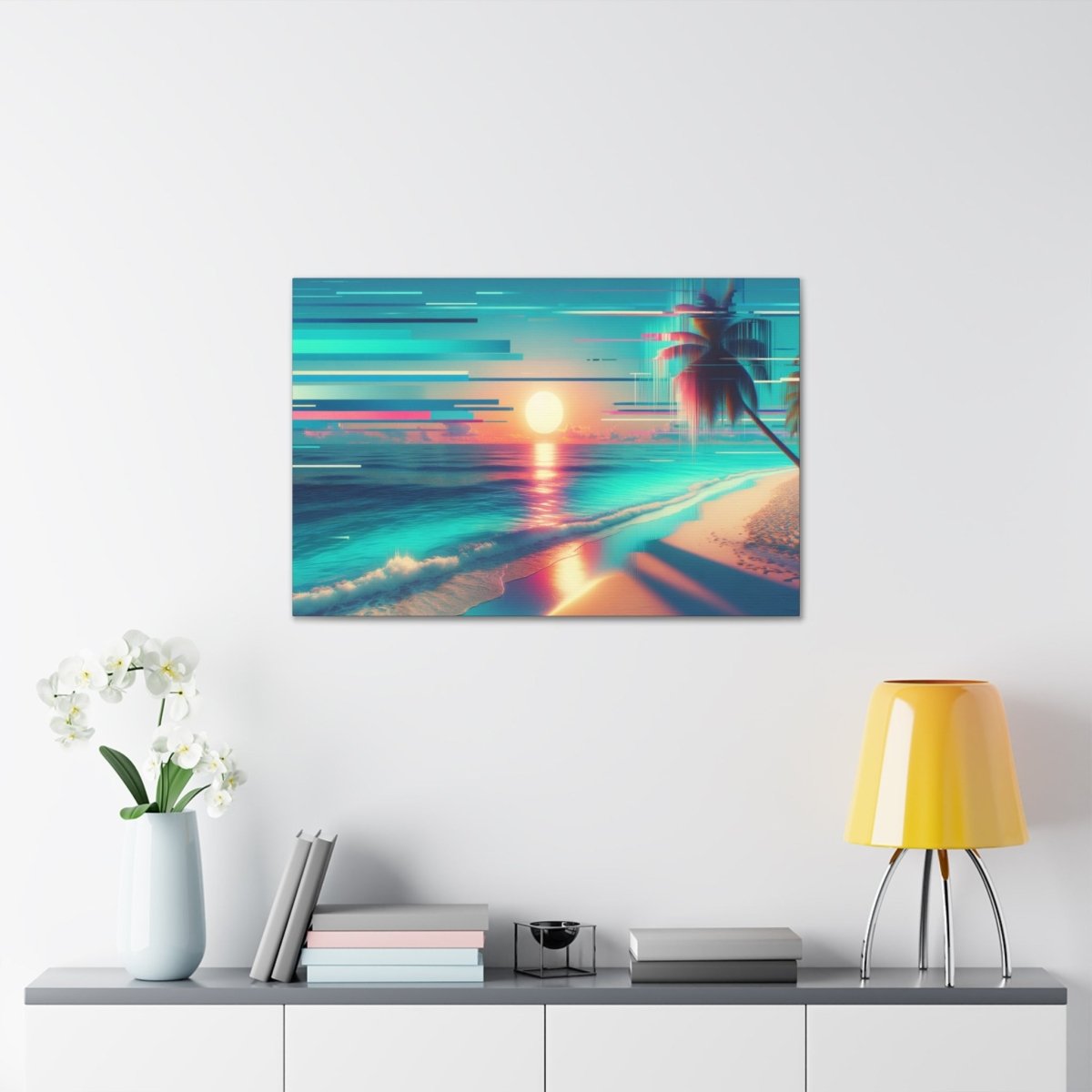 Pixelated Palm Paradise - Glitch Wall Art - Neodigitalis Artimata