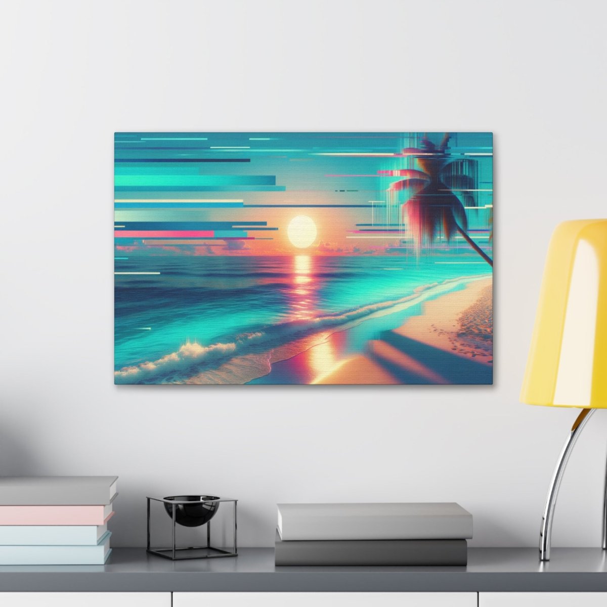 Pixelated Palm Paradise - Glitch Wall Art - Neodigitalis Artimata