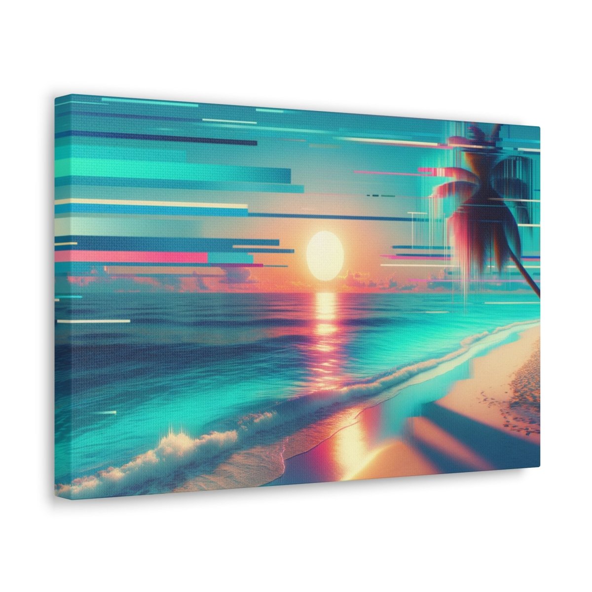 Pixelated Palm Paradise - Glitch Wall Art - Neodigitalis Artimata