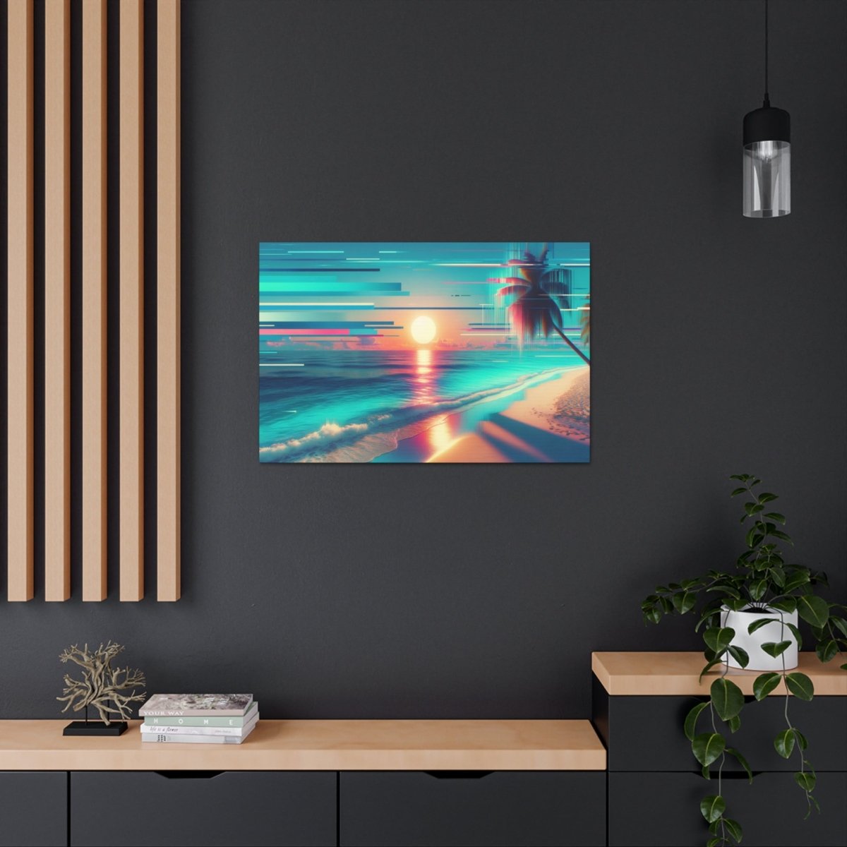 Pixelated Palm Paradise - Glitch Wall Art - Neodigitalis Artimata