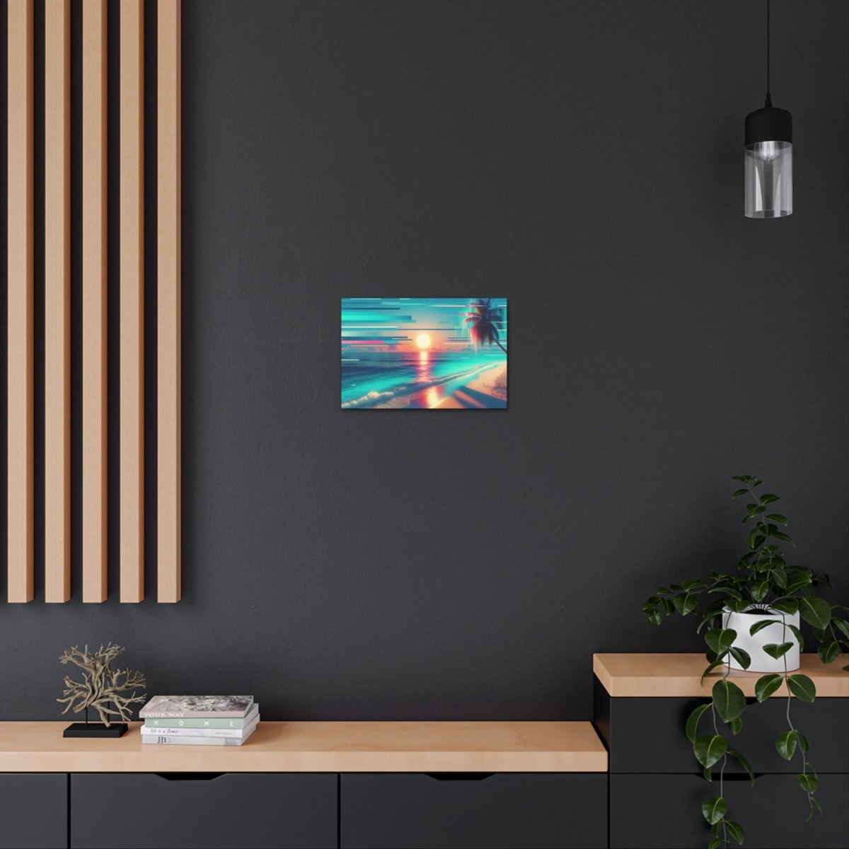 Pixelated Palm Paradise - Glitch Wall Art - Neodigitalis Artimata