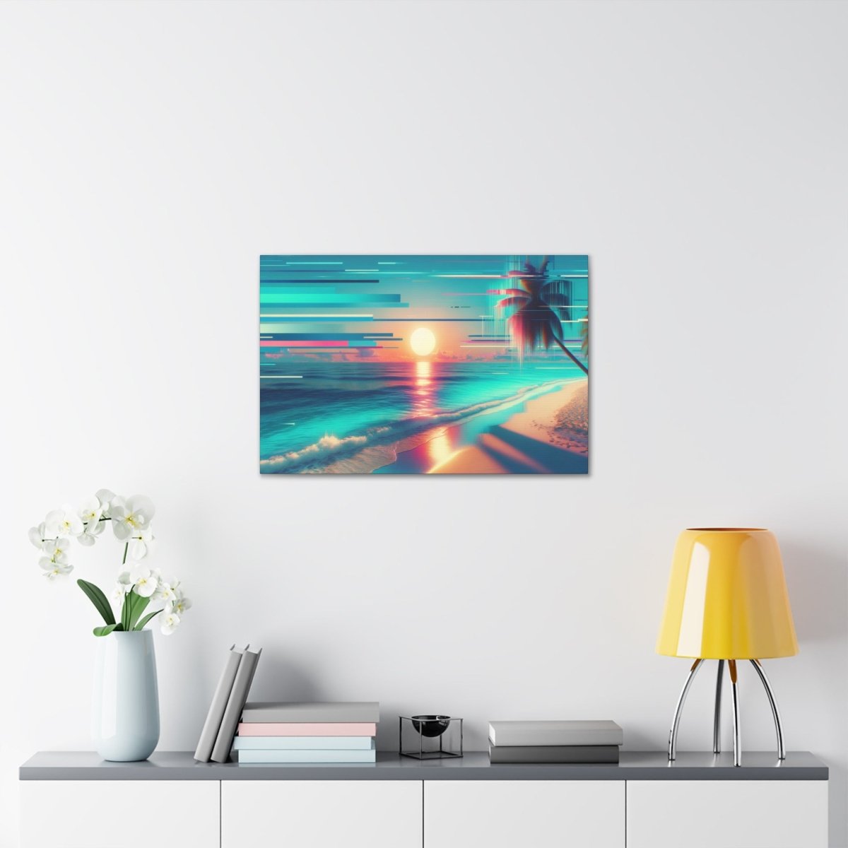 Pixelated Palm Paradise - Glitch Wall Art - Neodigitalis Artimata