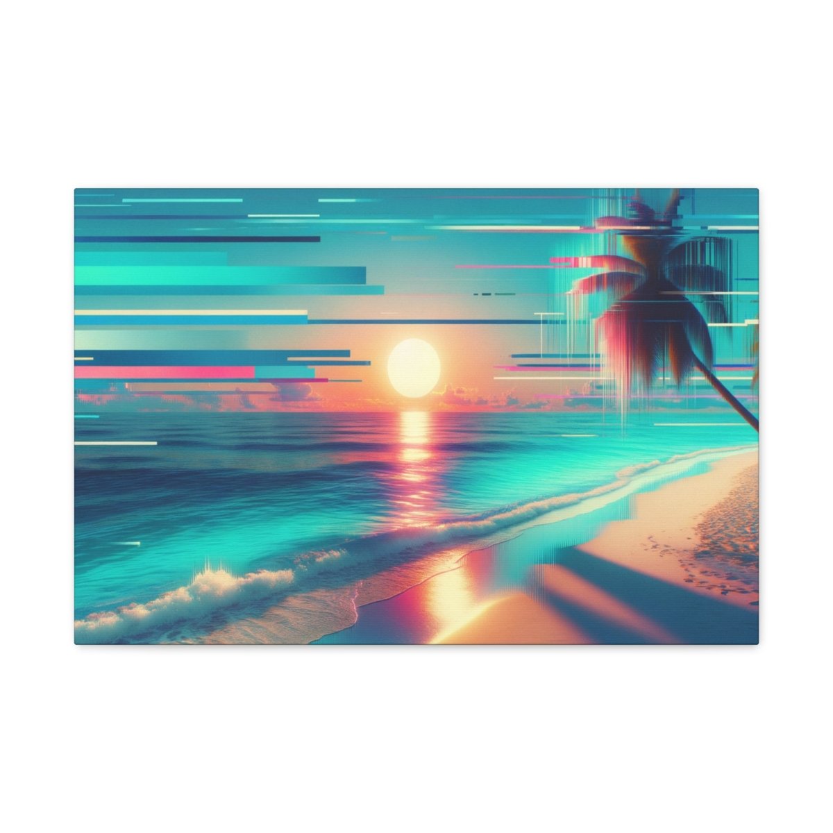 Pixelated Palm Paradise - Glitch Wall Art - Neodigitalis Artimata