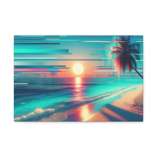 Pixelated Palm Paradise - Glitch Wall Art - Neodigitalis Artimata